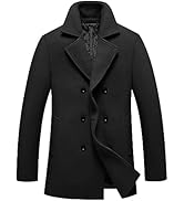 FTCayanz Men's Wool Coat Winter Slim Fit Pea Coats Single Breasted